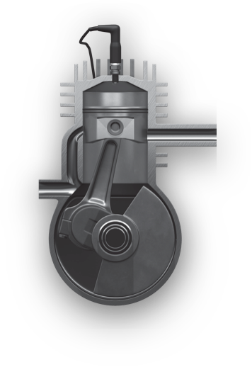 发动机气缸剖面图 – 基本的两冲程汽油发动机